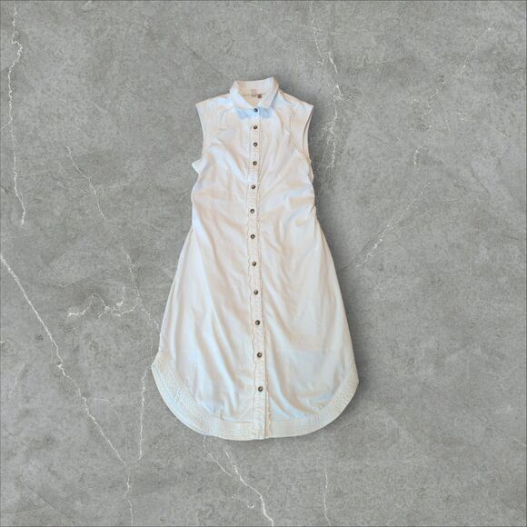 Anthropologie Pilcro Shirt Maxi Dress Womens 6 White Button Down Twill Collared - Picture 1 of 8